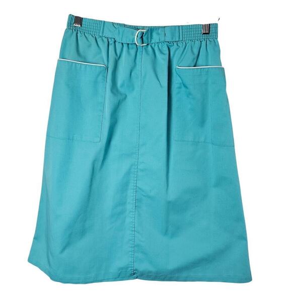 Vintage 70s Skirt Womens Size Large Blue Midi Preppy ALine Retro Coquette - Picture 1 of 8